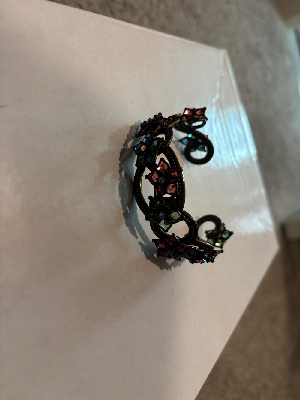 Multicolor Crystal Floral Cuff Bracelet - Women Jewelry